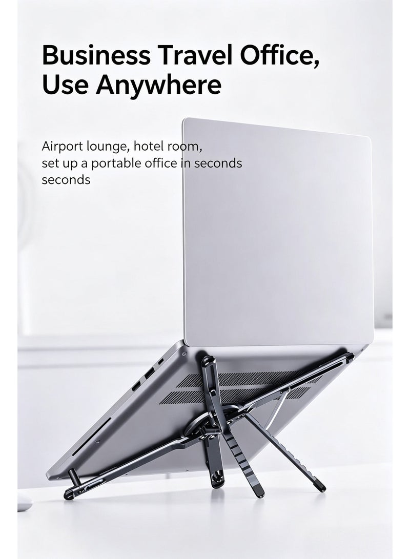 Portable Foldable Aluminium Laptop Stand Multi-Angle Adjustable, Universal Desk Holder for MacBook, Notebook, Tablet & Mobile Phone, Travel Office Cooling Support, Mini Selfie Gimbal with AI Tracking Function - Image 2