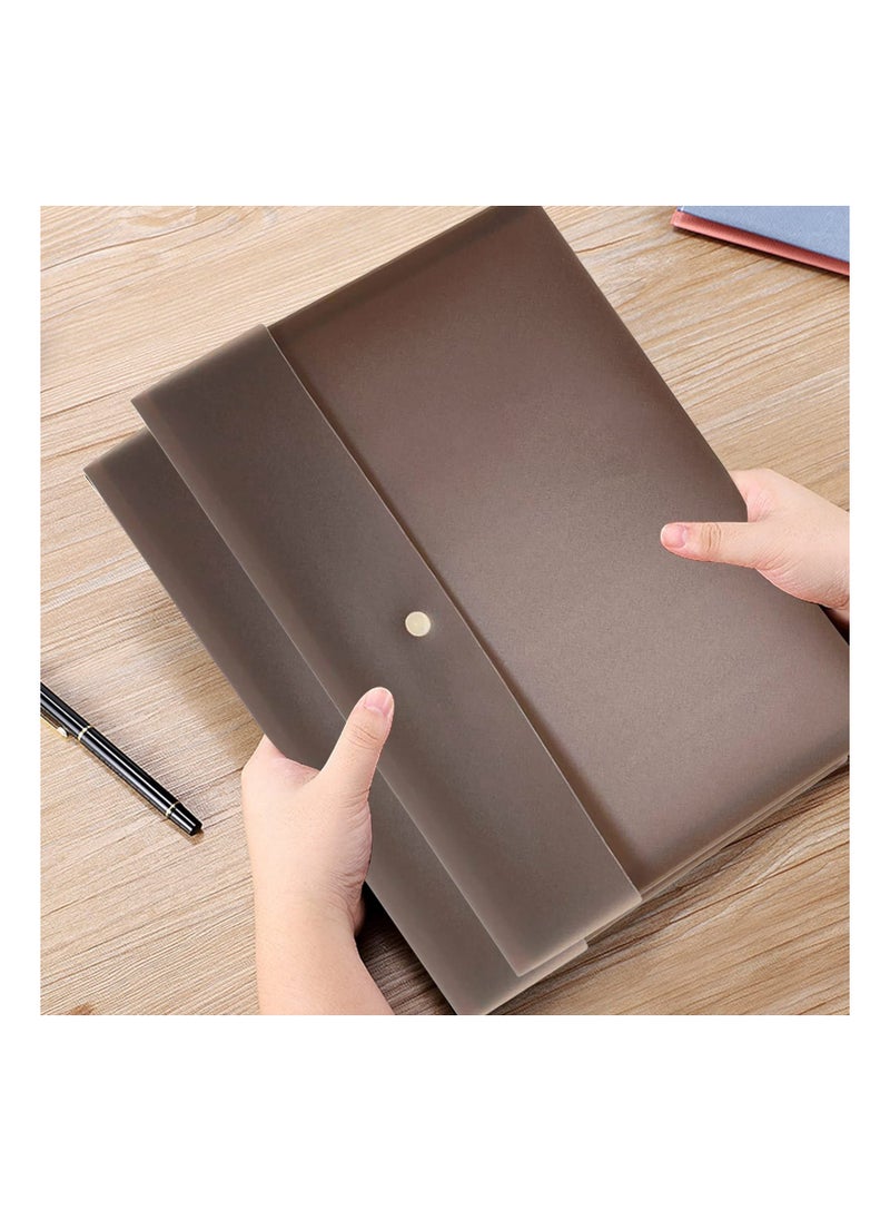 Generic - Pack of 5 Document File Folder Pockets File Jacket Plastic Envelope Flat Document Letter Organizer with Snap Button Closure A4 Letter Size - Image 1