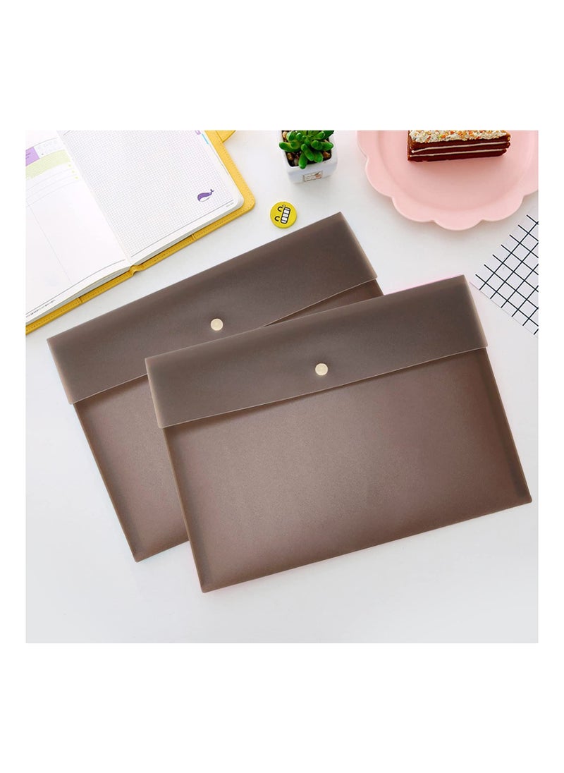 Generic - Pack of 5 Document File Folder Pockets File Jacket Plastic Envelope Flat Document Letter Organizer with Snap Button Closure A4 Letter Size - Image 1