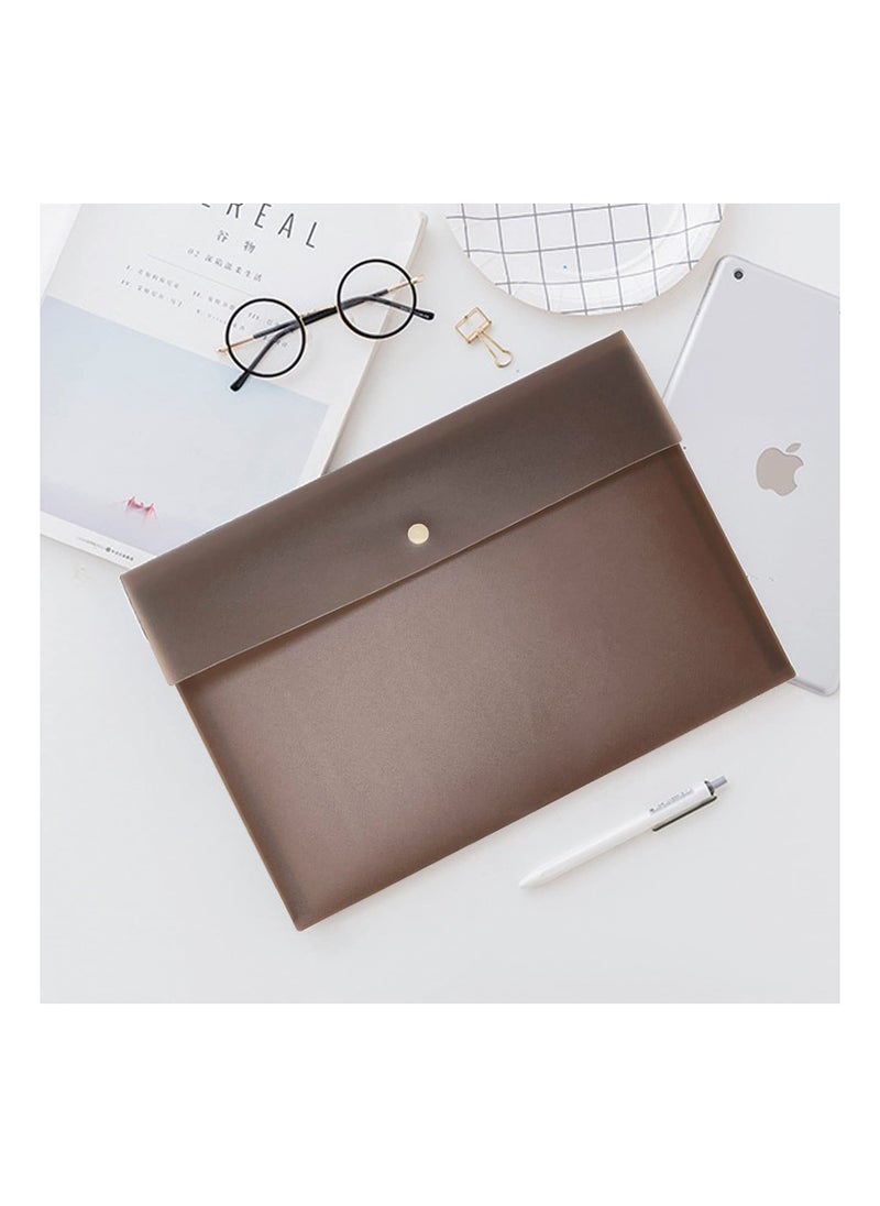 Generic - Pack of 5 Document File Folder Pockets File Jacket Plastic Envelope Flat Document Letter Organizer with Snap Button Closure A4 Letter Size - Image 1