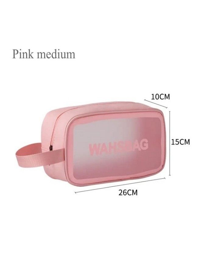 CherryBox Cosmetic Makeup Organizer Toiletry Bag Grooming Kit Portable Organizer Case Carry Water Proof Pouch For Women And Men With Zipper (Medium Pink) - Image 3