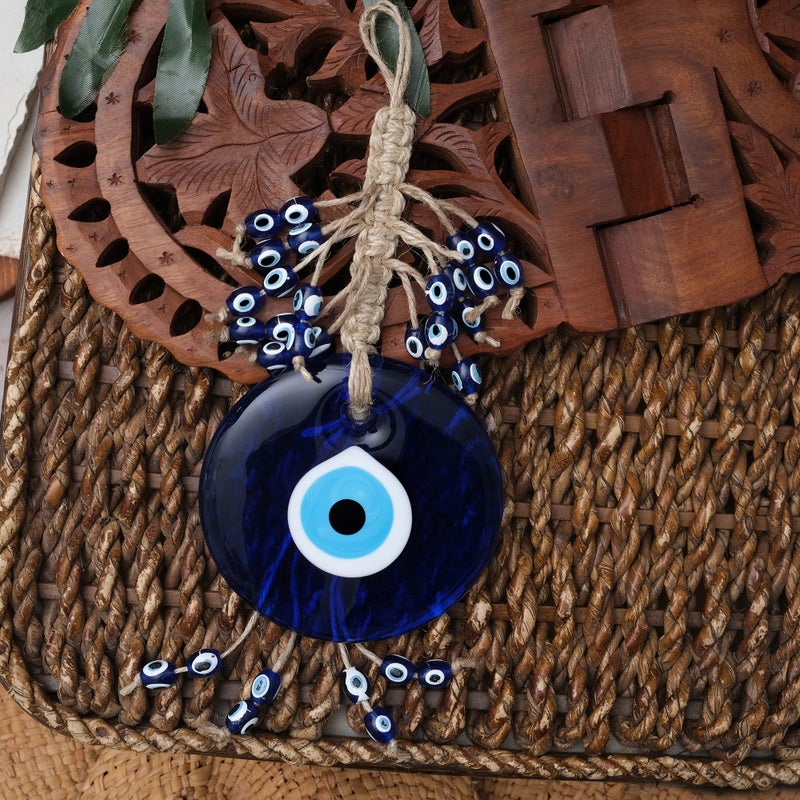 BCS Evil Eye Wall Decor 4'' Blue Glass Turkish Greek Nazar Amulet Good Luck & Protection Charm - Handmade Hanging Ornament for Home Office  Garden  Door - Ojo Turco - Image 4