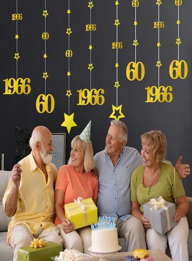 Eucutur Gold 60th Birthday Decorations for Men Women, Pre-Strung Glitter Twinkle Number 60 Years Old Vintage 1966 Hanging Streamer Banner Party Supplies, Cheers 60th Birthday Anniversary Decor - Image 5