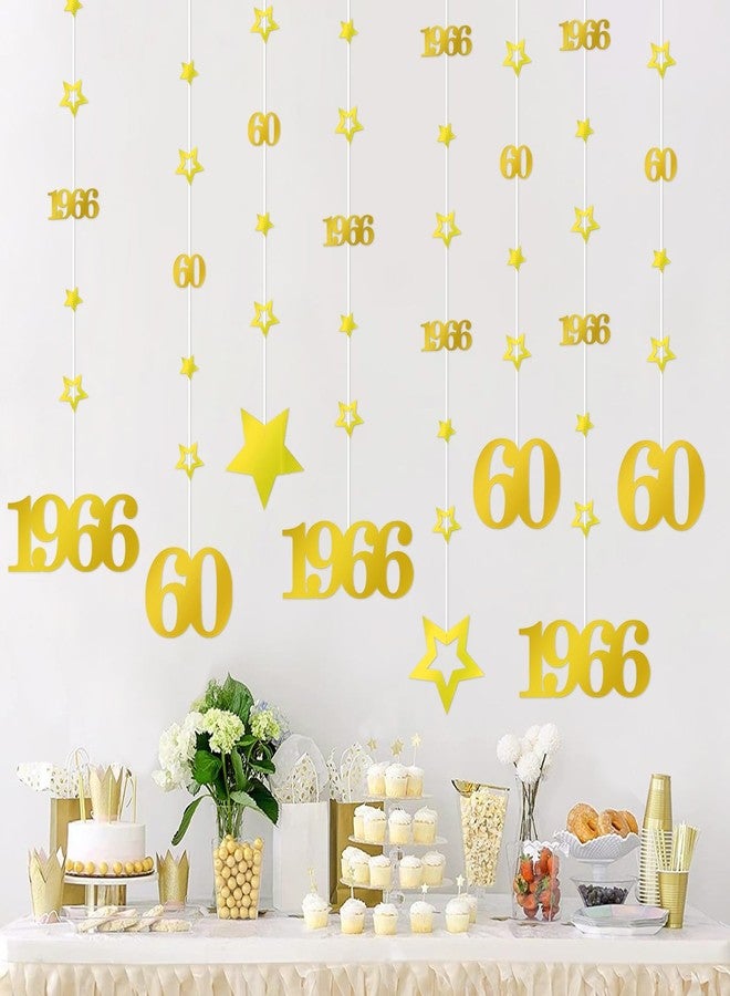 Eucutur Gold 60th Birthday Decorations for Men Women, Pre-Strung Glitter Twinkle Number 60 Years Old Vintage 1966 Hanging Streamer Banner Party Supplies, Cheers 60th Birthday Anniversary Decor - Image 4