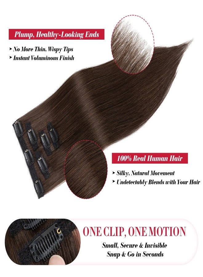 S-noilite Short Clip in Hair Extensions Real Remy Human Hair,S-noilite Short Hair Extensions Clip ins,Mini Clip in Extensions for Add Volume and Highlights,5 Pieces 38g 12 inch Dark Brown - Image 3