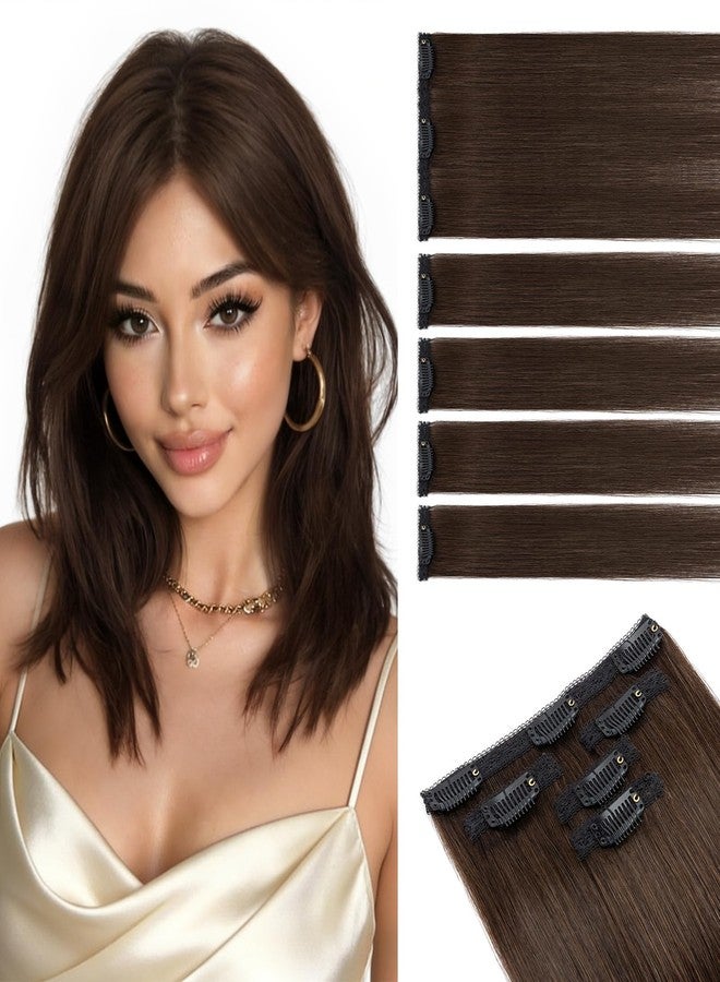 S-noilite Short Clip in Hair Extensions Real Remy Human Hair,S-noilite Short Hair Extensions Clip ins,Mini Clip in Extensions for Add Volume and Highlights,5 Pieces 38g 12 inch Dark Brown - Image 1