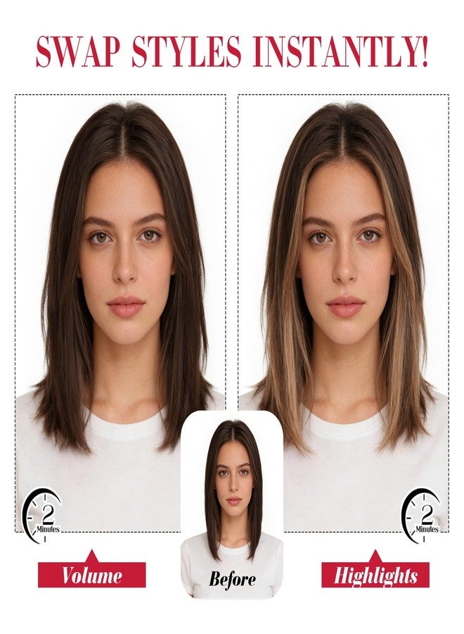 S-noilite Short Clip in Hair Extensions Real Remy Human Hair,S-noilite Short Hair Extensions Clip ins,Mini Clip in Extensions for Add Volume and Highlights,5 Pieces 38g 12 inch Dark Brown - Image 5