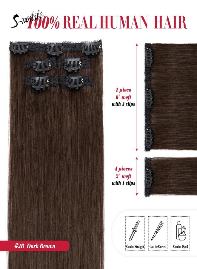 S-noilite Short Clip in Hair Extensions Real Remy Human Hair,S-noilite Short Hair Extensions Clip ins,Mini Clip in Extensions for Add Volume and Highlights,5 Pieces 38g 12 inch Dark Brown - Image 4