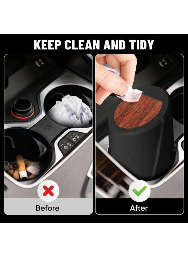 SGLRT Car Trash Bin with Lid-2 Pack Car Garbage Can Cup Holder-Mini Leakproof Vehicle Garbage Can Bin with 40pcs Trash Bags-Automotive Organizers and Storage for Front Back Seat Accessories(Wood Grain Lid) - Image 2