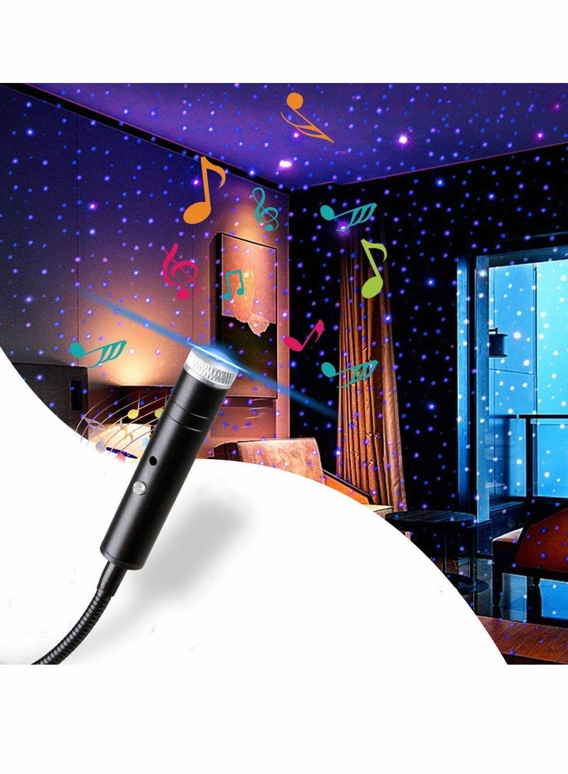 USB Star Projection Night Light with Auto Rotating Sound Activated Strobe Adjustable Romantic Violet Interior Car Lights Roof Decoration for Car, Ceiling, Bedroom, Party - Image 1