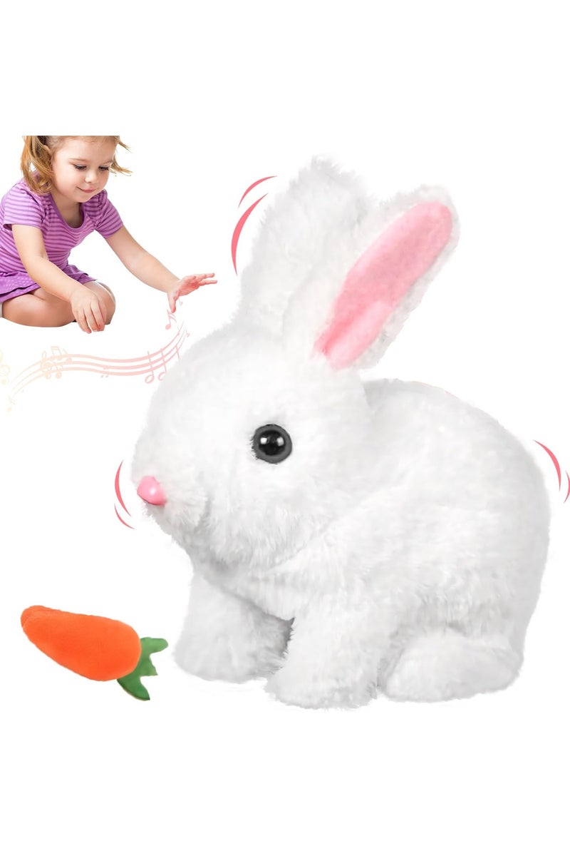 Interactive Hopping Bunny Toy – Plush Walking Rabbit with Sounds & Wiggle Ears, Carrot Accessory, 7-Inch Electronic Pet Gift for Kids - Image 1