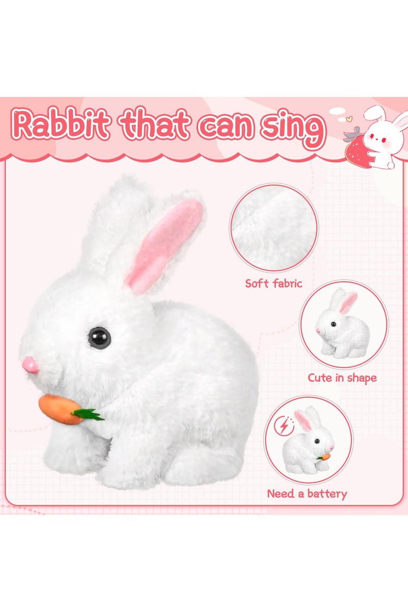 Interactive Hopping Bunny Toy – Plush Walking Rabbit with Sounds & Wiggle Ears, Carrot Accessory, 7-Inch Electronic Pet Gift for Kids - Image 2