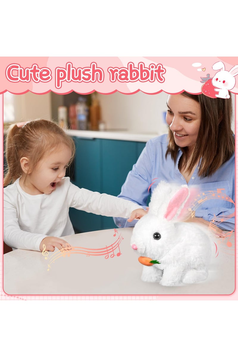 Interactive Hopping Bunny Toy – Plush Walking Rabbit with Sounds & Wiggle Ears, Carrot Accessory, 7-Inch Electronic Pet Gift for Kids - Image 4