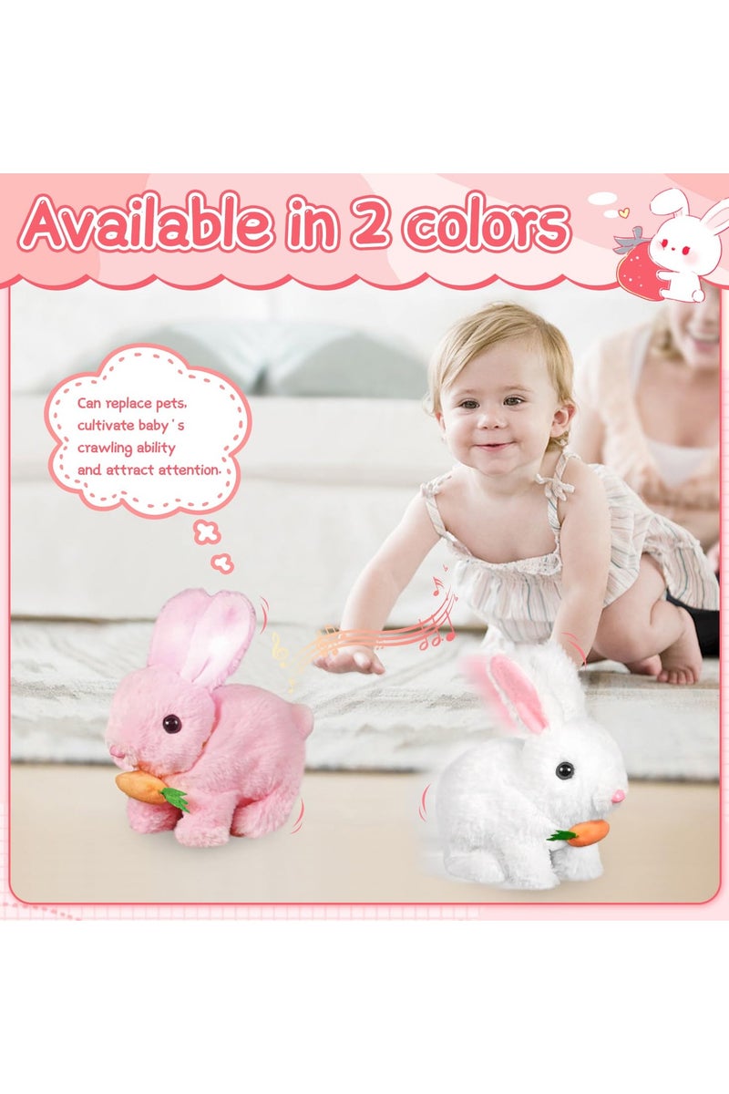Interactive Hopping Bunny Toy – Plush Walking Rabbit with Sounds & Wiggle Ears, Carrot Accessory, 7-Inch Electronic Pet Gift for Kids - Image 5