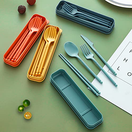 CUNTAUK Travel Utensils with Case, Rrusable Utensils Set with Case, Plastic Cutlery Set Forks Spoon Tableware, Portable Camping Cutlery Set for Travel Picnic or Daily Use - Image 5