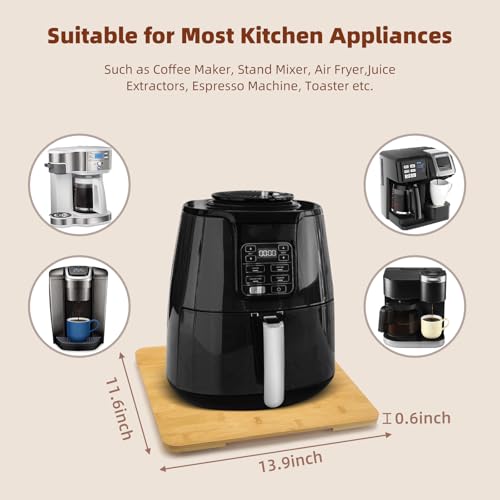 GIASSVIO 360° Rolling Tray Bamboo Appliance Slider for Kitchen Appliances, Coffee Maker Mat Tray for Countertops Sliding Tray for Coffee Maker Appliances Mat Easily from Under The Cabinet Natural11.6×13.9 - Image 2