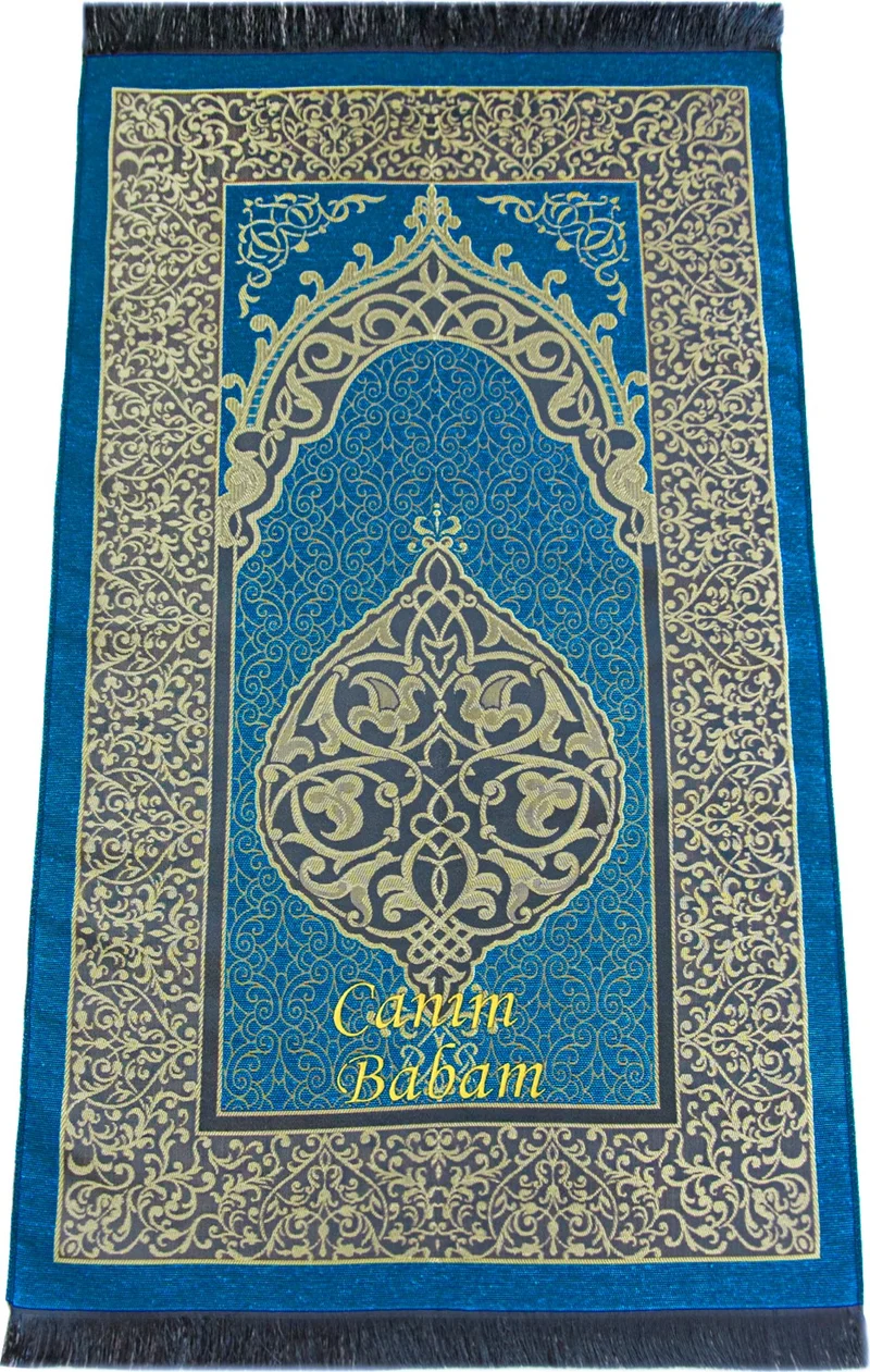 İhvan Online Ihvan Online Father's Day Prayer Rug Set with Prayer Beads and Yasin Book Personalized Blue