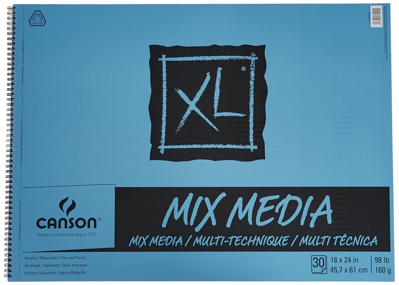 Canson XL Series Mix Media Paper Pad 18x24 inches â€” Heavyweight Art Paper for Artists & Students, Use with Pencil, Marker, Pen, Watercolor Paint & Ink - Image 1