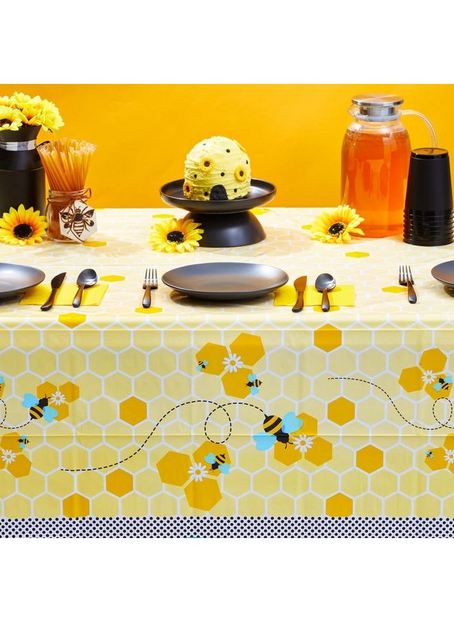 Blue Panda - 3 Pack Bee Tablecloth For Kids Birthday Party Baby Shower Bumble Bee Gender Reveal Decorations (54 X 108 In) - Image 1