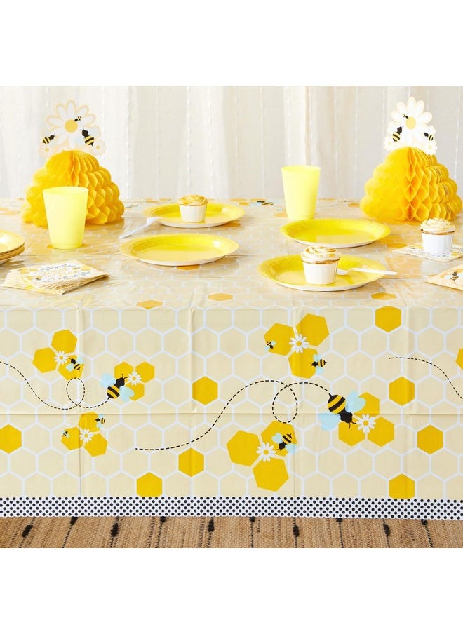 Blue Panda - 3 Pack Bee Tablecloth For Kids Birthday Party Baby Shower Bumble Bee Gender Reveal Decorations (54 X 108 In) - Image 1