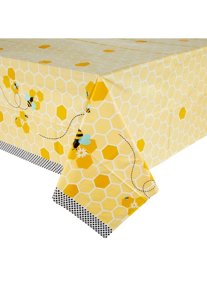 Blue Panda - 3 Pack Bee Tablecloth For Kids Birthday Party Baby Shower Bumble Bee Gender Reveal Decorations (54 X 108 In) - Image 1