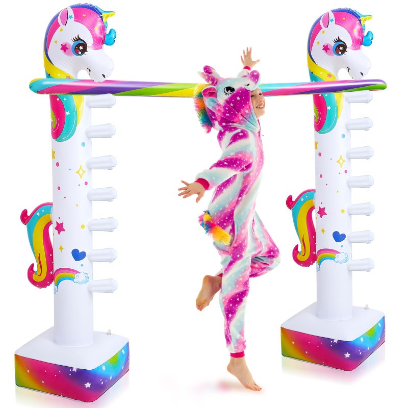 Poen 63 Unicorn Inflatable Limbo Game for Kids Adults Fun Rainbow Blowup Unicorn Party Decor Game Toy for Birthday Pool Water Field Day Outdoor Yard Carnival Activity Indoor Pump Not Included - Image 3