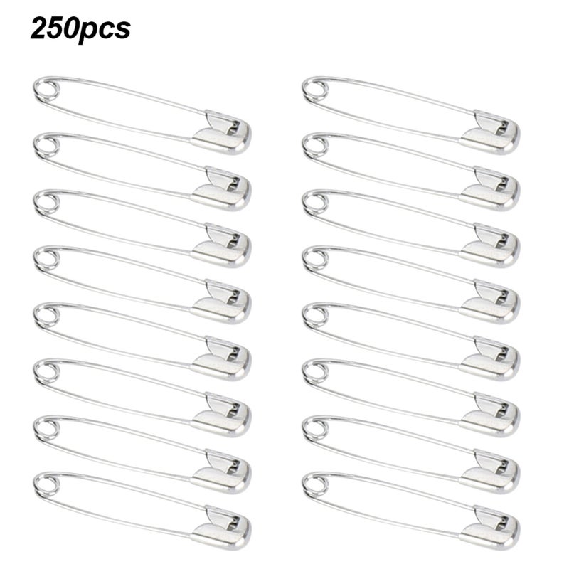 250PCs Safety Pin Sewing Accessories Clothes Decor High-Strength Nickel Plated Steel Silver - Image 2