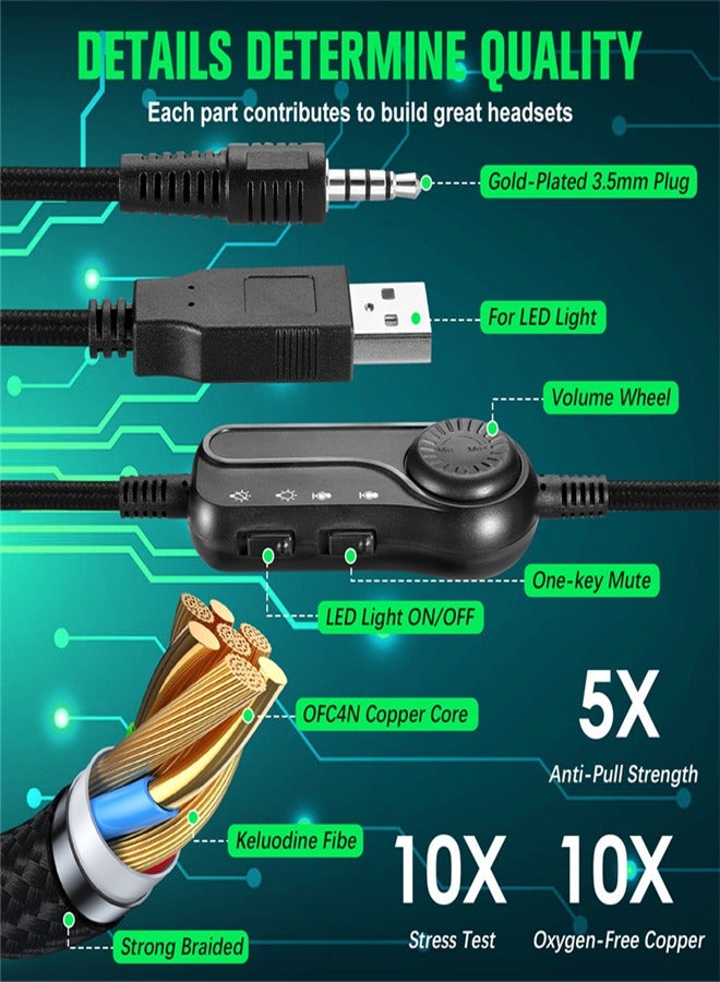 Beauenty Headset Computer Gaming Headphones with Microphone Wired Headphones - Image 2