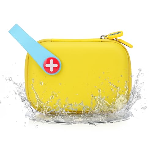 KakuKa Mini First Aid Kit, 113 Pc. Water-Resistant Hard Toddler Kids Small Cute Case for Car, Home - TSA-Approved Travel Size - Image 1