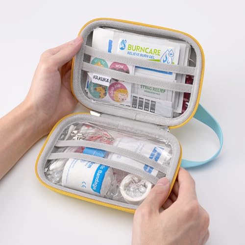 KakuKa Mini First Aid Kit, 113 Pc. Water-Resistant Hard Toddler Kids Small Cute Case for Car, Home - TSA-Approved Travel Size - Image 3