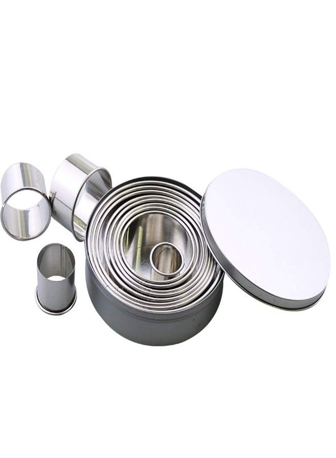 CHYIR 304 Stainless Steel Cookie Cutters Mousse Circle Round Cake Donut Fondant Pastry Mold Baking Tools12 Piece Set - Image 1