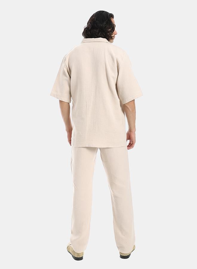 Red Circle heavy linen suit with pant a42 - Image 3