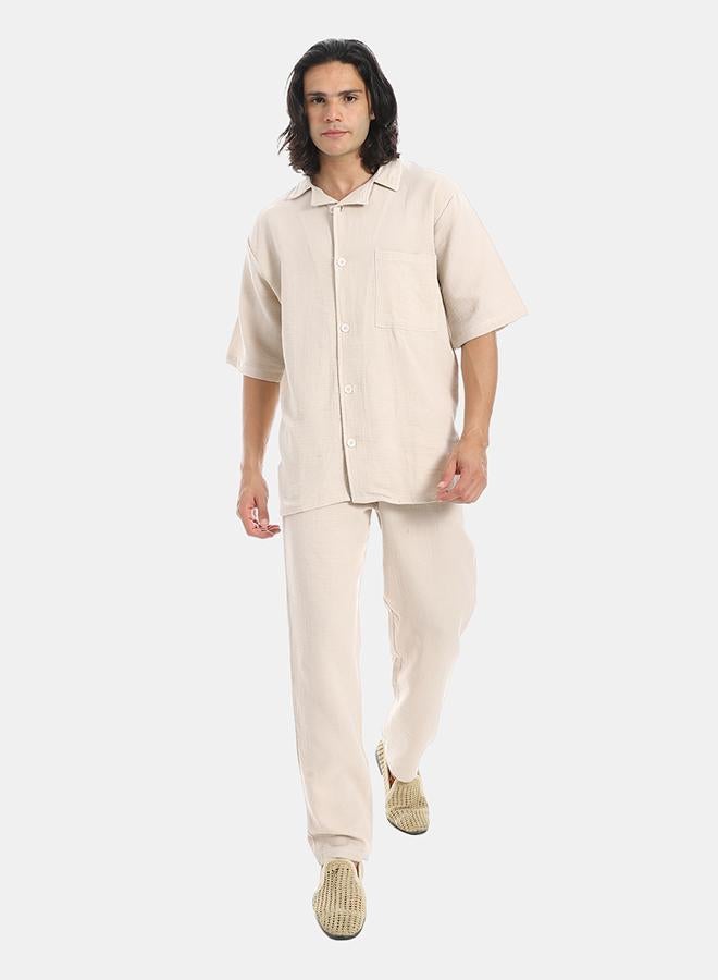 Red Circle heavy linen suit with pant a42 - Image 1