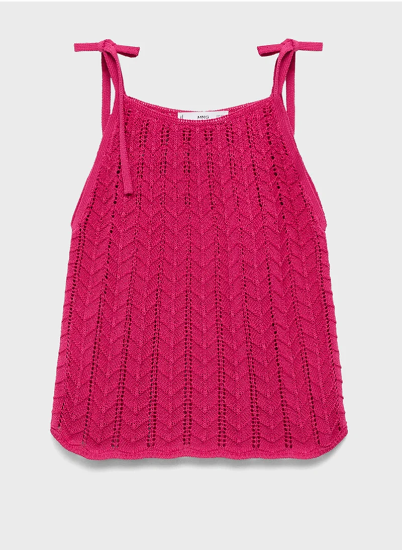 MANGO Openwork Knitted Top With Bows