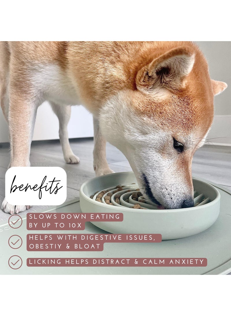 SOLARAE Silicone Slow Food Dog Bowls, Puzzle Pet Food Bowl Bloat Stop Anti Gulping Nonslip with Suction Cups, Slow Down Pet Eating Speed for Small Medium Dogs, Green - Image 2
