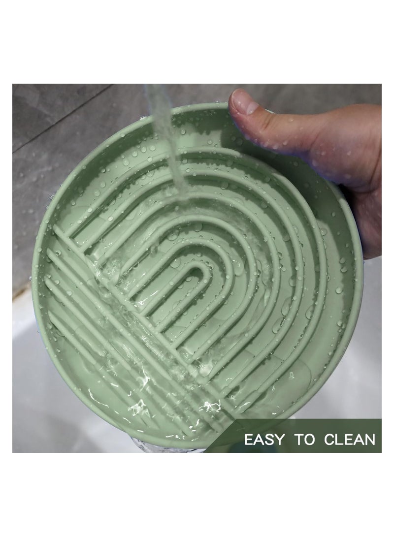 SOLARAE Silicone Slow Food Dog Bowls, Puzzle Pet Food Bowl Bloat Stop Anti Gulping Nonslip with Suction Cups, Slow Down Pet Eating Speed for Small Medium Dogs, Green - Image 4