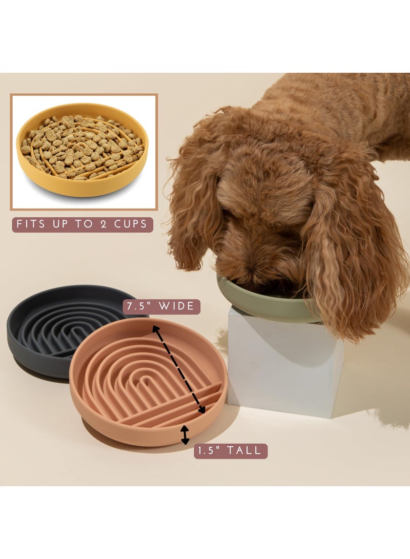 SOLARAE Silicone Slow Food Dog Bowls, Puzzle Pet Food Bowl Bloat Stop Anti Gulping Nonslip with Suction Cups, Slow Down Pet Eating Speed for Small Medium Dogs, Green - Image 3