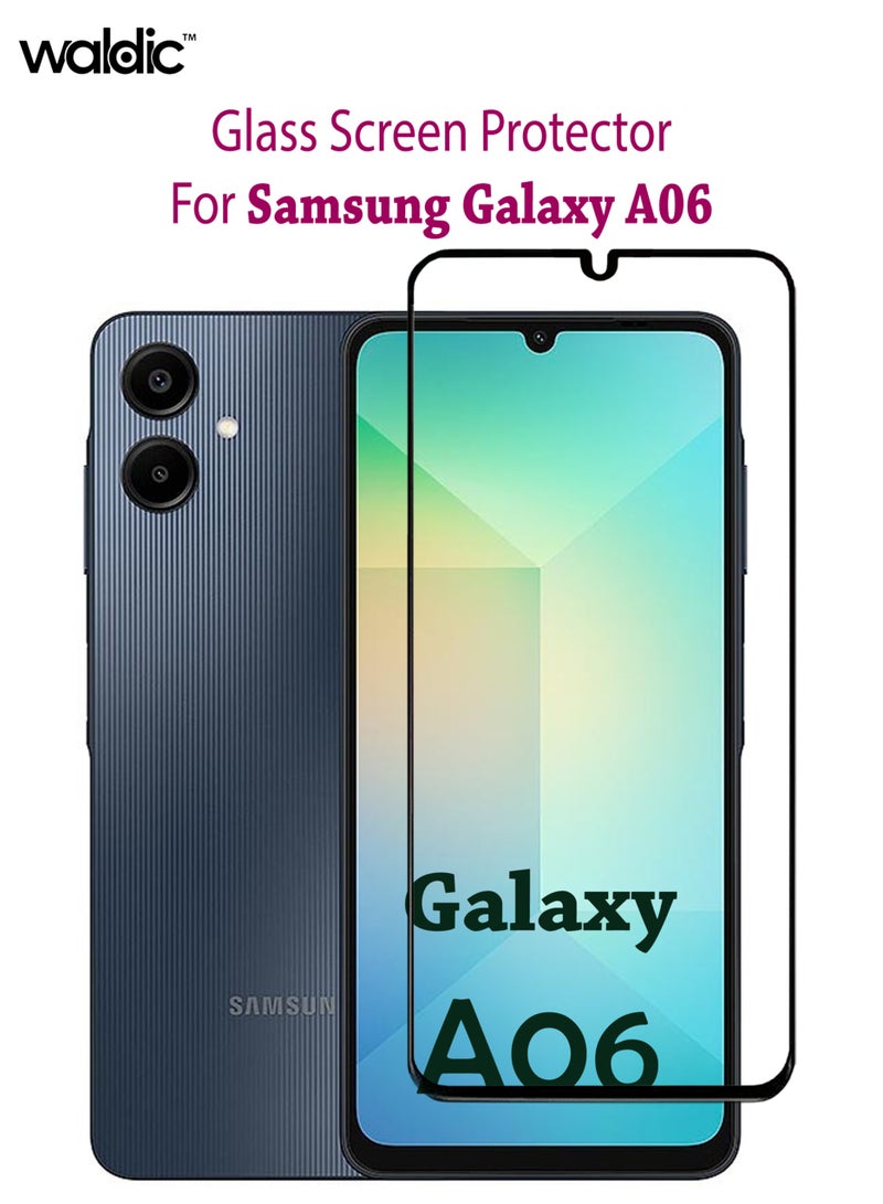 Waldic Samsung Galaxy A06 Screen Protector | Tempered Glass Compatible with Samsung Galaxy A06 | Screen Protector Full HD Quality Tempered Glass Anti-Scratch Edge to Edge Coverage with Easy Installation Kit - Black - Image 1