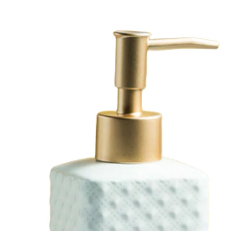 FabSeasons Ceramic Soap Dispenser with Gold top for Kitchen/Bathroom, Ideal Bathroom Accessory, Practical & Decorative Tabletop Soap Dispenser, 350ML - Image 2
