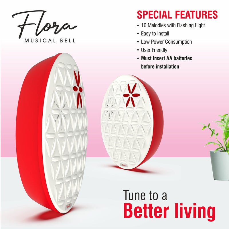 Fybros Flora Musical Door Bell for Home with 16 Melodious Sounds-Operated with Two AA Batteries -Made in India - Image 2