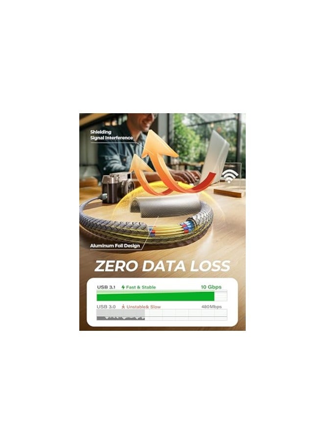 10Gbps Micro B to USB A/C External Hard Drive Cable – 3.3FT Nylon Braided, Compatible with Seagate, WD, Toshiba, MacBook, Camera - Image 2