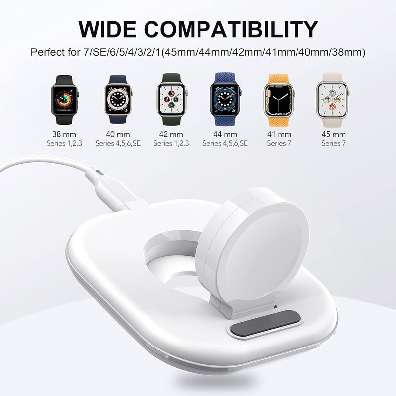 KASTWAVE Wireless Charging for Apple Watch, Watch Charger Stand for Apple Watch, Charging Cable Included, Compatible with Apple Watch Series 7 6 5 4 3 2 SE, (Charging Cable Included), USB - Image 4