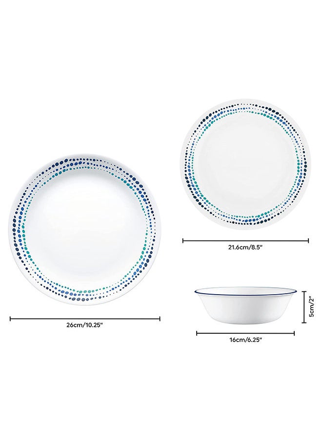 Corelle 12 قطعة مجموعة أدوات مائدة زجاجية فيتريل كورنينغ بيضاء  - Image 2