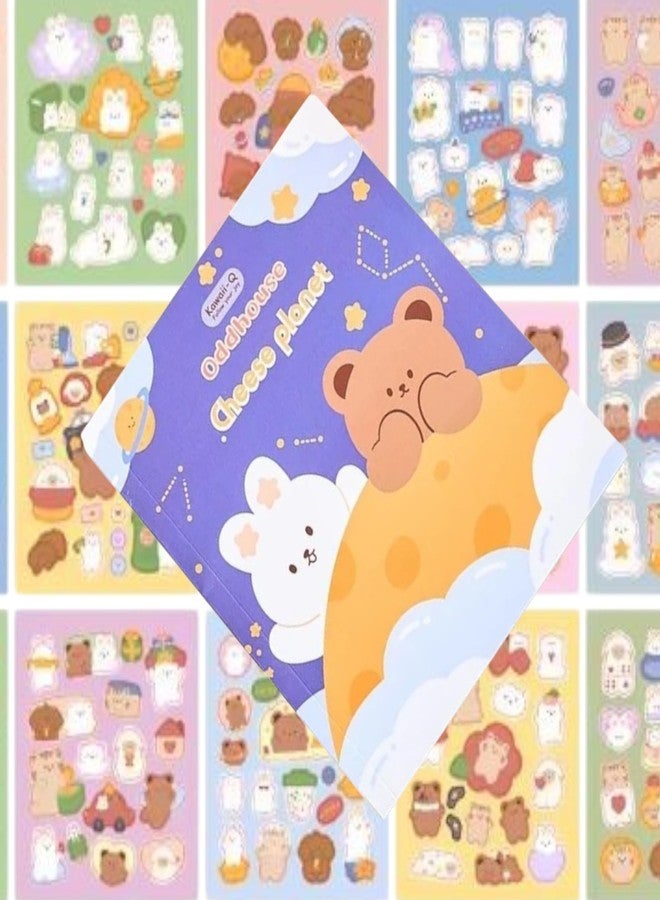 SAMVARDHAN Sticker Book Set - 30 Sheets/540+ Aesthetic Cool Play Park Booklet, Decorative Japanese Style Stickers for Scrapbooking, Projects, Journals,Pack of 1 (Cheese Planet) - Image 1