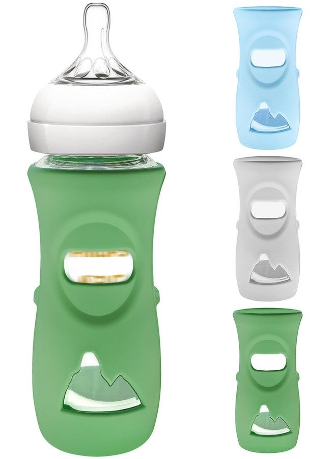mirolam 3 Pack Silicone Sleeve for Philips Avent Glass Bottle - Shatter Proof Natural Silicone Bottle Sleeve for Anti Colic Baby Bottles 8 oz & 4 oz - Anti Flow Sleeve for Infant Bottles - Image 1