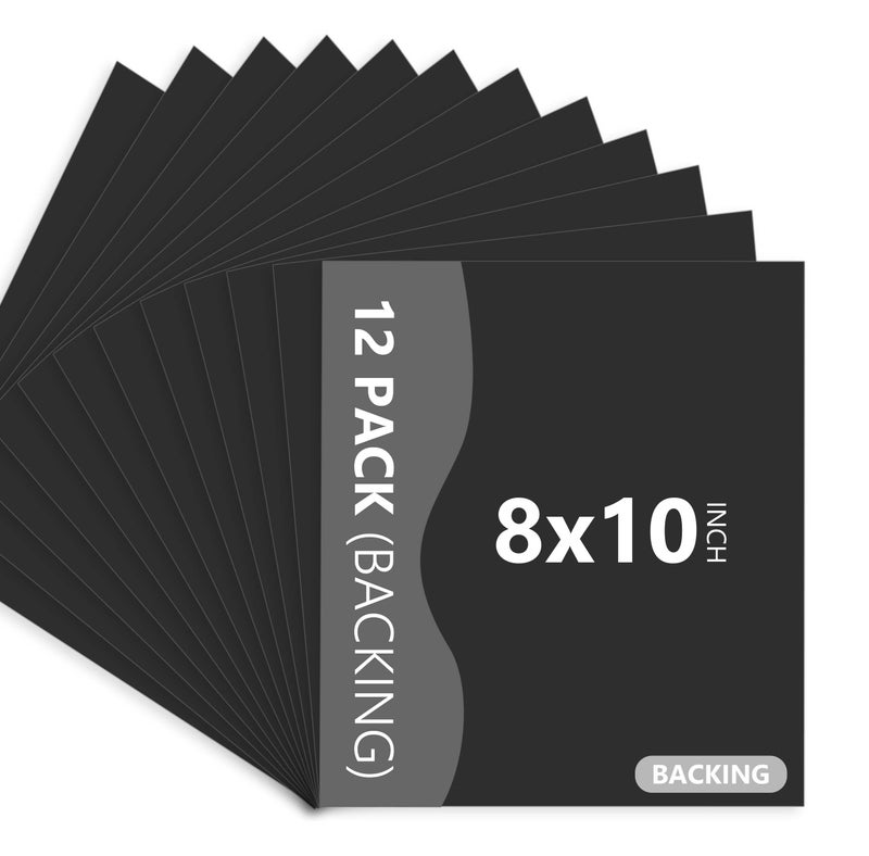 Somime 12 Pack Backing Boards Only - 8x10 Uncut Black Mats Matboards, Acid Free Backerboards, Ideal for Photos/Pictures/Prints/Frames/Arts - Image 1