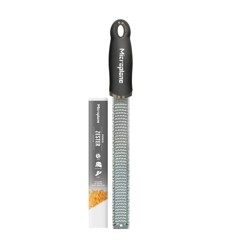 Microplane Premium Classic Series Zester Grater, 18/8, Black - Lemon Zester & Cheese Grater & Vegetable Grater - Citrus, Parmesan Cheese, Garlic, Ginger, Nutmeg, Chocolate - Stainless Steel Grater - Image 1