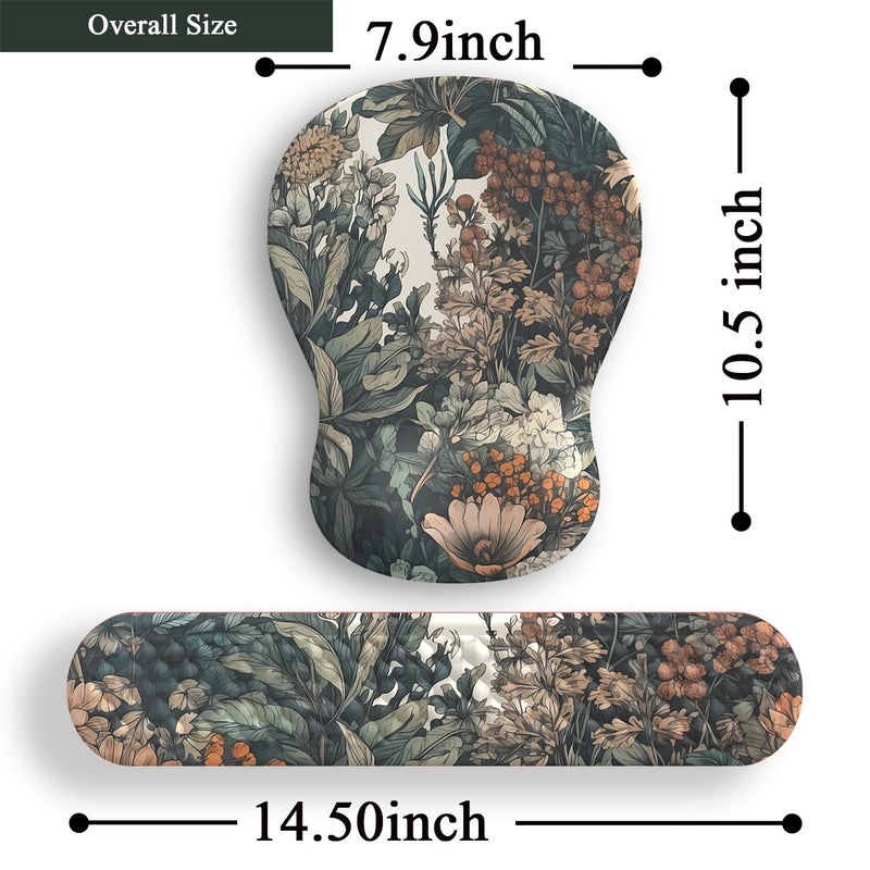 Mechanical Cattle Boho Aesthetic Mouse Pad with Wrist Rest Keyboardpad Vintage Wildflowers Wrist Rest for Computer Keyboard Wrist Rest, Non-Slip Base Home/Office for Computer Keyboard, Made Easy Typing & Relieve - Image 5