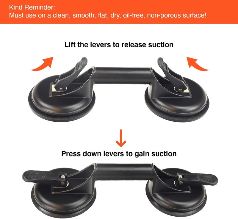 Genubi Industry Glass Suction Cup Heavy Duty Vacuum Aluminum Alloy Glass Puller Tile Suction Cup Lifter Floor Suction Cup Floor Gap Fixer for Lifting and Moving Glass, Window, Mirror, Granite, Windshield Removal - Image 4