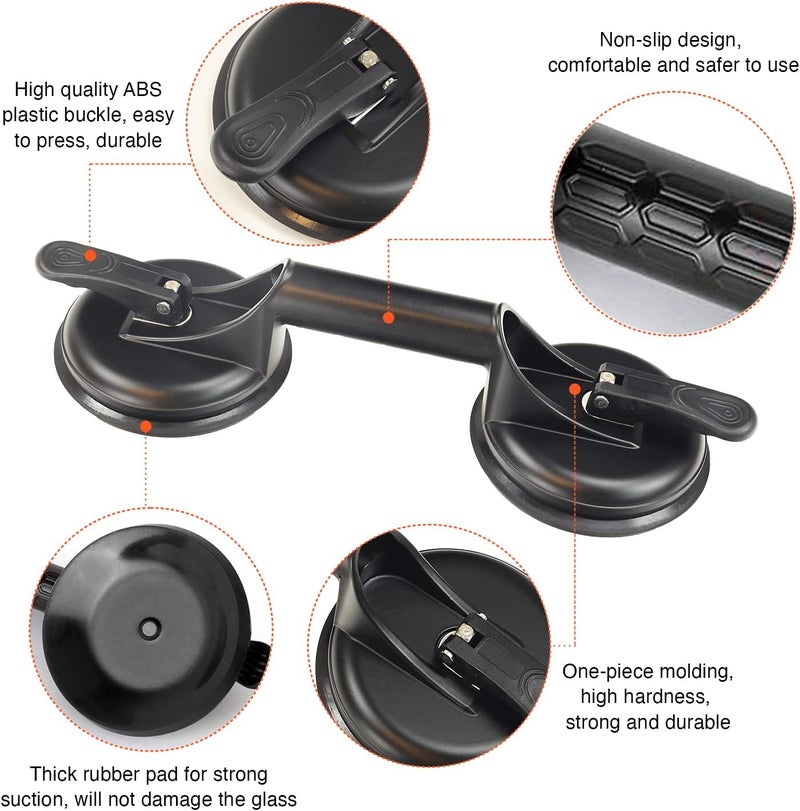 Genubi Industry Glass Suction Cup Heavy Duty Vacuum Aluminum Alloy Glass Puller Tile Suction Cup Lifter Floor Suction Cup Floor Gap Fixer for Lifting and Moving Glass, Window, Mirror, Granite, Windshield Removal - Image 3